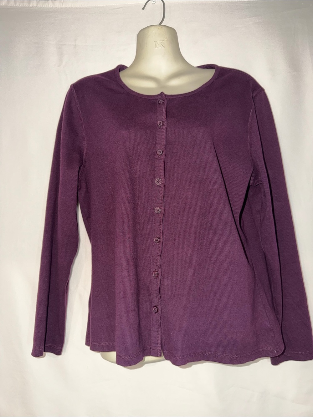 Eddie Bauer Plum Button-Front Long Sleeve Shirt